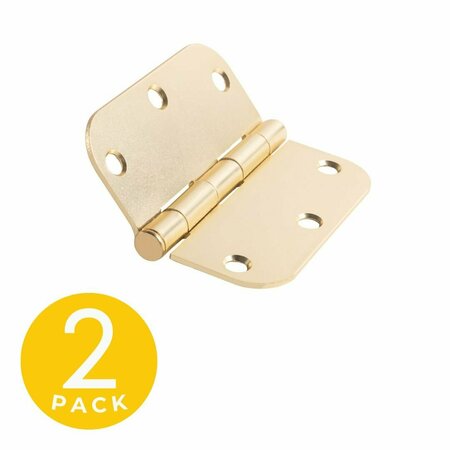 GLOBAL DOOR CONTROLS 3.5 in. x 3.5 in. Satin Brass Surface Mount Removable Pin with 5/8 in. Radius Hinge, 2PK CP3535-5/8US4-M